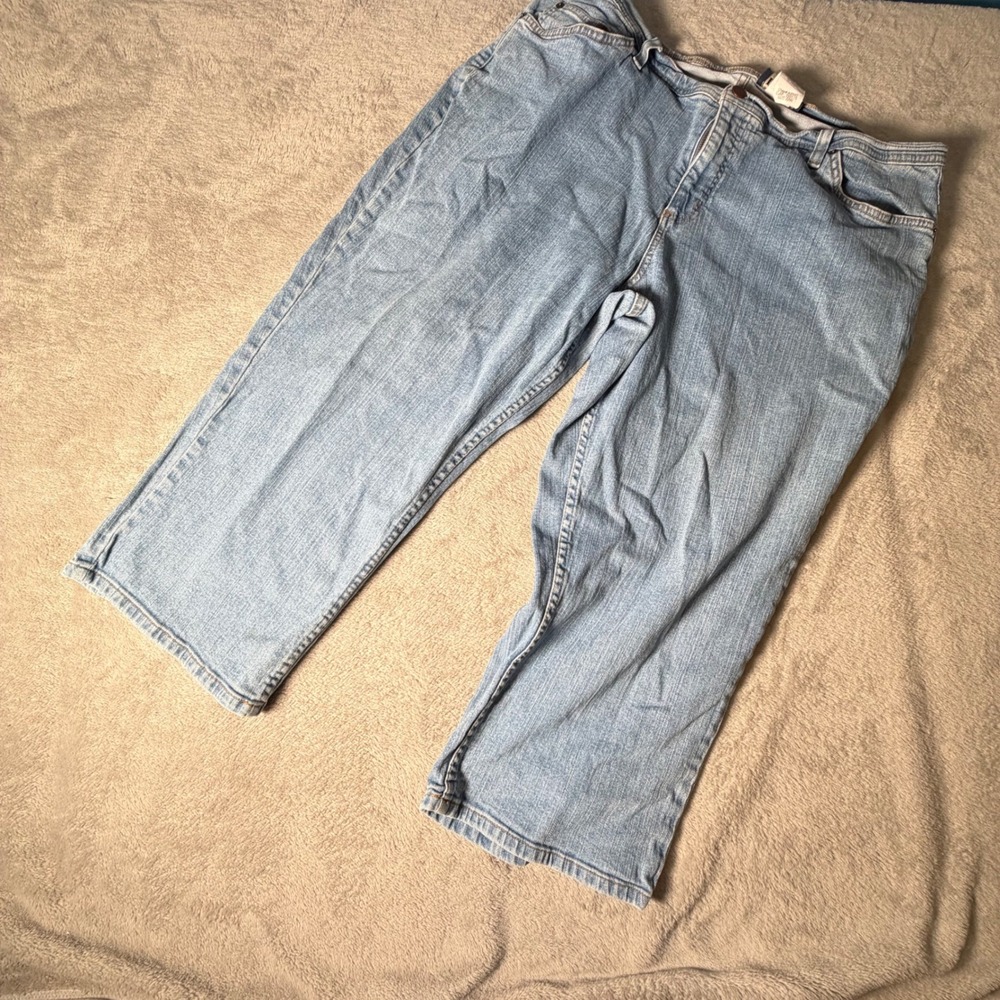 Denim & Co Light Wash Cropped Jeans Womens 22W Straight Leg Capri A8640 Blue